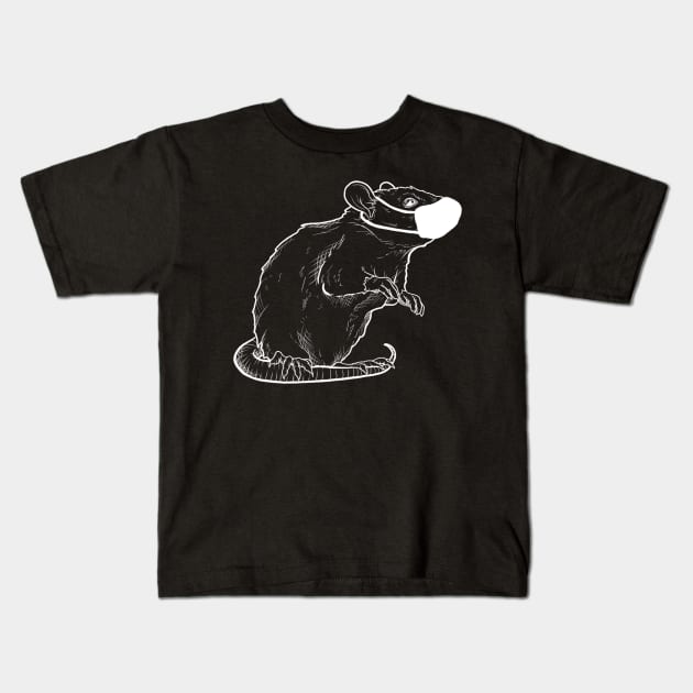 Rat with Mask Kids T-Shirt by GnauArt